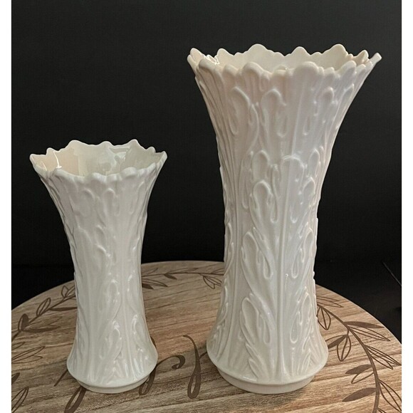 Vtg 8.5" & 6.25" Lenox Vases Acanthus Leaves Woodland Collection of Lot 2 USA - Picture 4 of 7